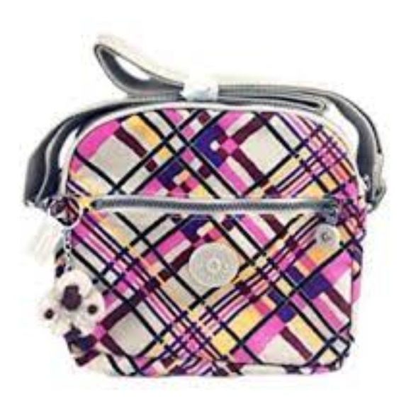 Kipling Bags Kipling Keefe Crossbody Bag Wes Plaid Ice Cream Pink 3